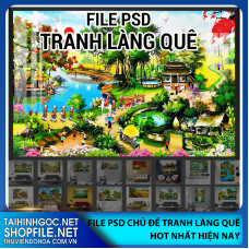 File psd tranh Làng Quê 2023